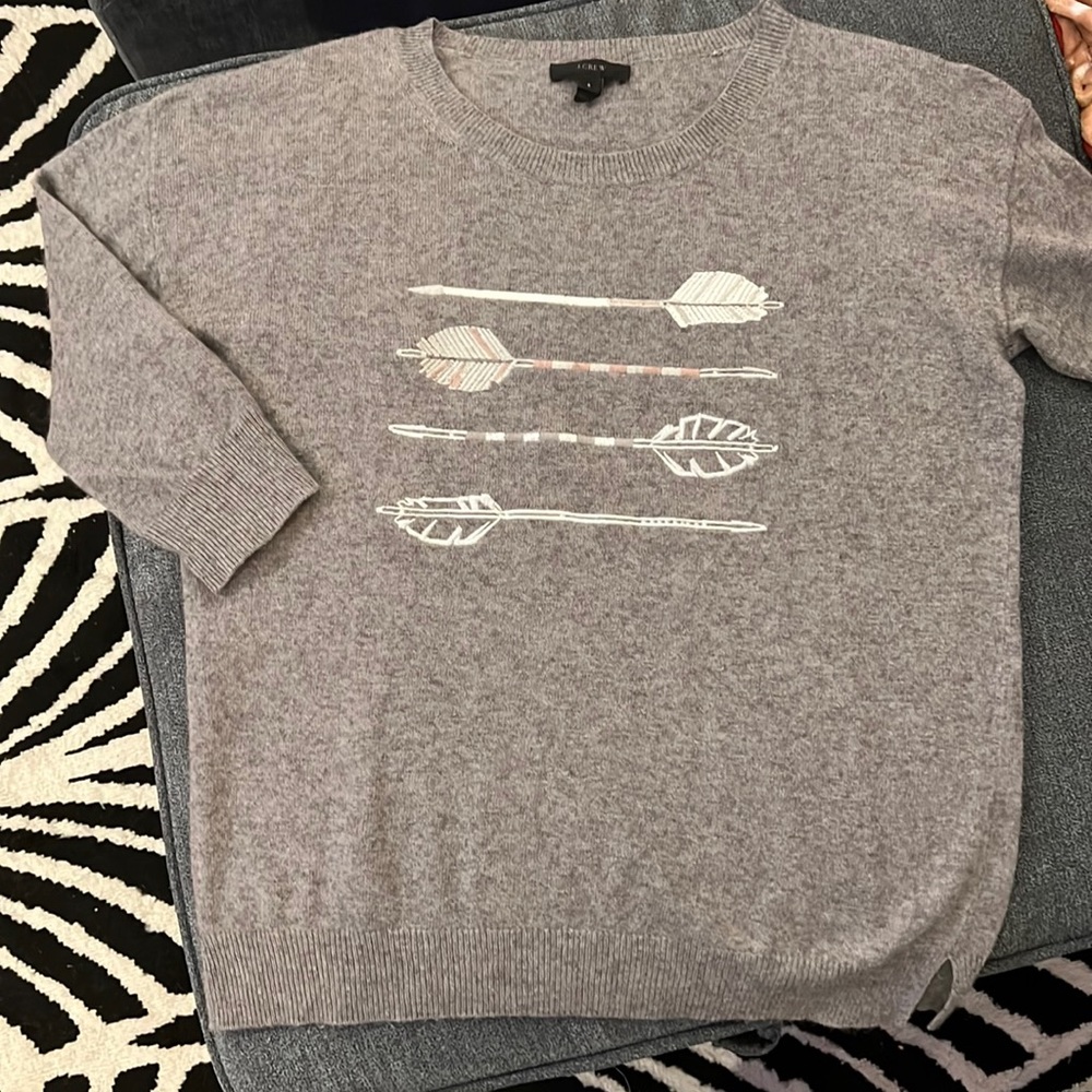 J. Crew cashmere sweater with arrow embroidery